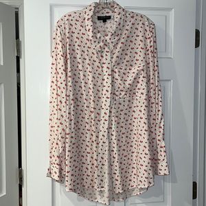 Lane Bryant Strawberry Print Button Up Shirt with Pocket. Size 18/20.